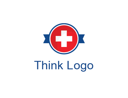 first aid sign in circle with ribbon