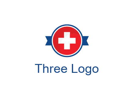 first aid sign in circle with ribbon
