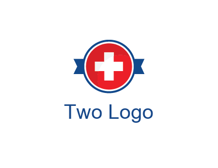 first aid sign in circle with ribbon