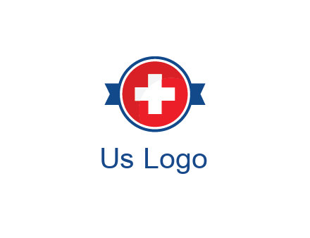 first aid sign in circle with ribbon