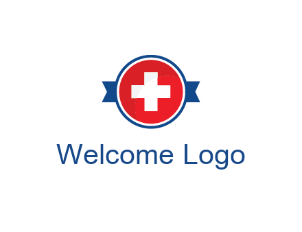 first aid sign in circle with ribbon