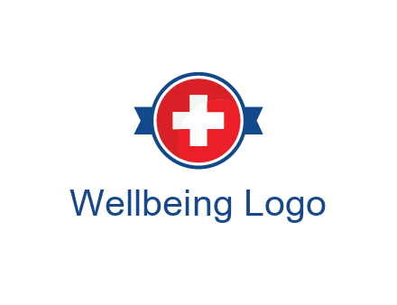 first aid sign in circle with ribbon