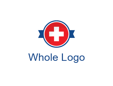 first aid sign in circle with ribbon