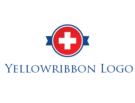 first aid sign in circle with ribbon