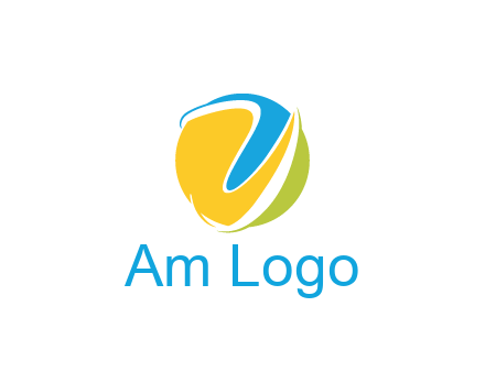colorful shapes with swooshes in circle