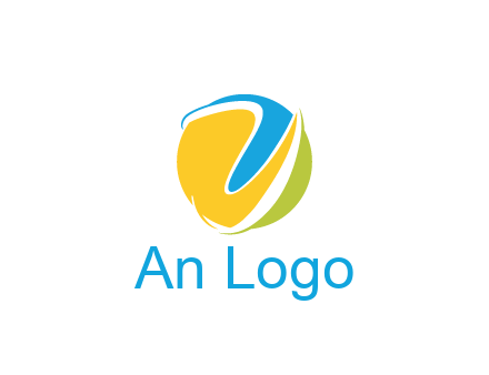 colorful shapes with swooshes in circle