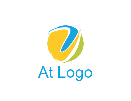 colorful shapes with swooshes in circle