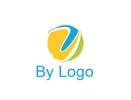 colorful shapes with swooshes in circle