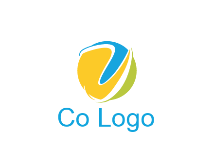 colorful shapes with swooshes in circle