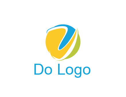 colorful shapes with swooshes in circle