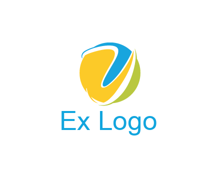 colorful shapes with swooshes in circle
