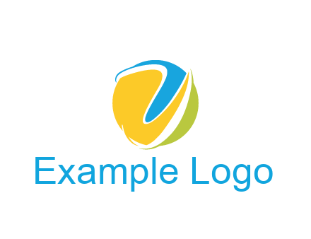 colorful shapes with swooshes in circle