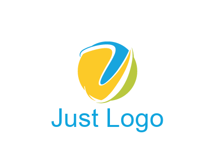 colorful shapes with swooshes in circle