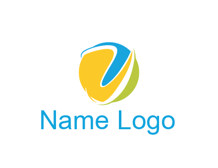 colorful shapes with swooshes in circle