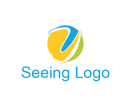 colorful shapes with swooshes in circle
