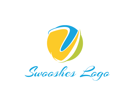 colorful shapes with swooshes in circle
