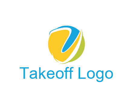 colorful shapes with swooshes in circle