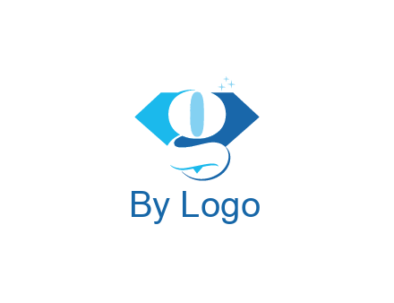 negative spacing letter G in diamond with sparkle