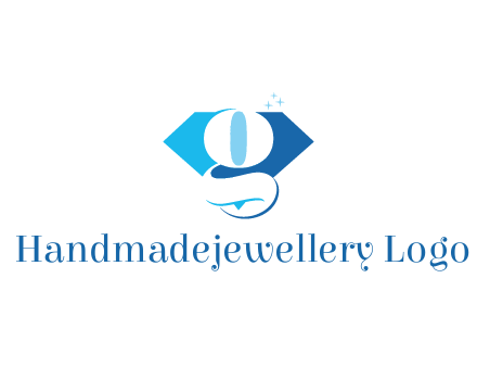 negative spacing letter G in diamond with sparkle