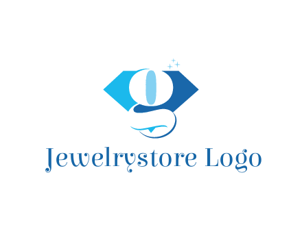 negative spacing letter G in diamond with sparkle