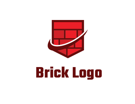 swooshes with brick pattern shield