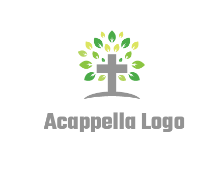 cross with swoosh and leaves