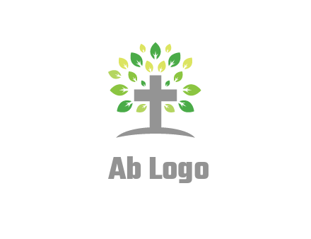 cross with swoosh and leaves