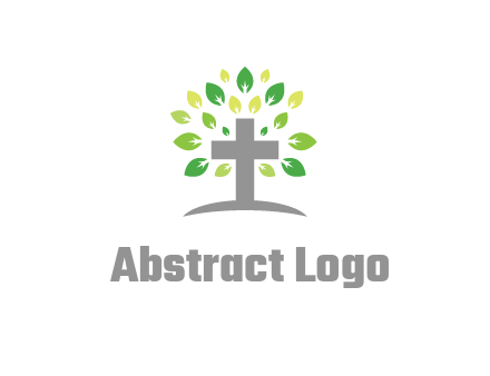 cross with swoosh and leaves