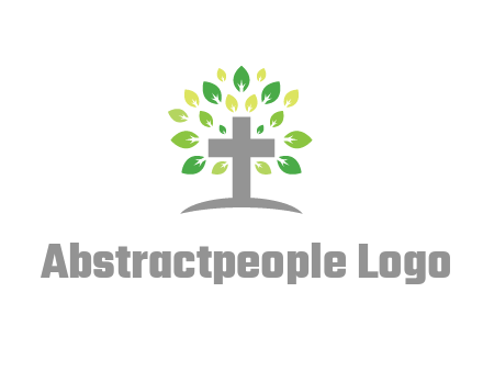 cross with swoosh and leaves