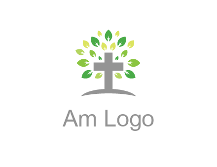 cross with swoosh and leaves