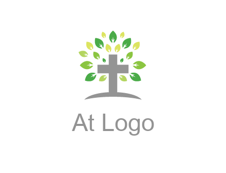 cross with swoosh and leaves