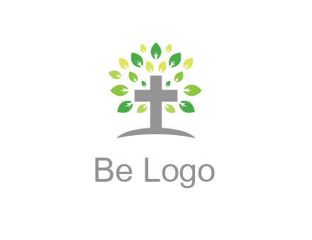 cross with swoosh and leaves