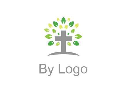 cross with swoosh and leaves