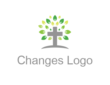 cross with swoosh and leaves