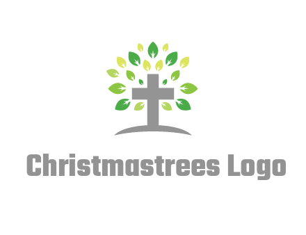 cross with swoosh and leaves