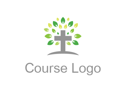 cross with swoosh and leaves