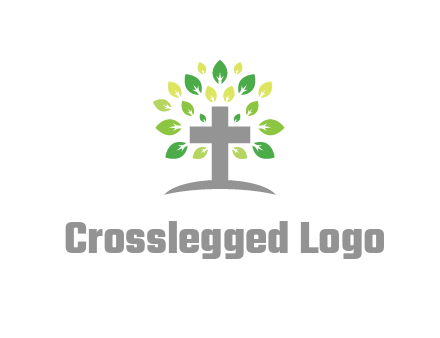 cross with swoosh and leaves