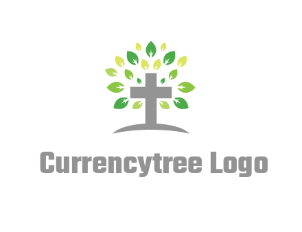 cross with swoosh and leaves