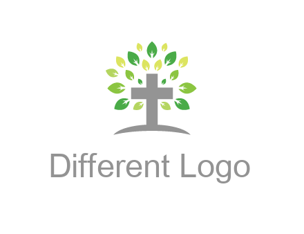 cross with swoosh and leaves