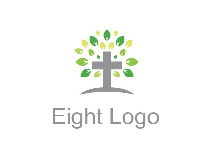 cross with swoosh and leaves