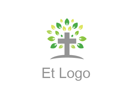 cross with swoosh and leaves