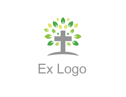 cross with swoosh and leaves