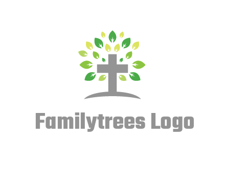 cross with swoosh and leaves