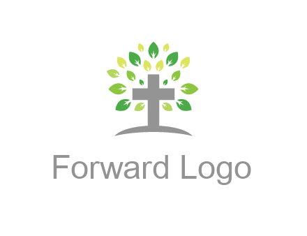 cross with swoosh and leaves