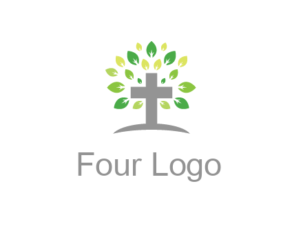 cross with swoosh and leaves