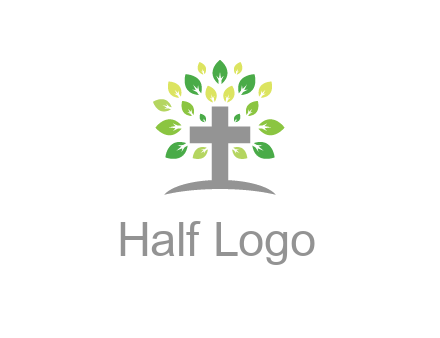 cross with swoosh and leaves