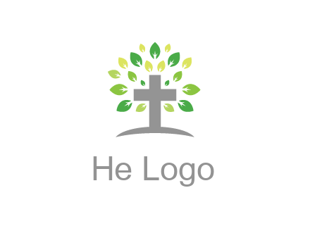 cross with swoosh and leaves