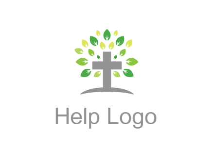 cross with swoosh and leaves