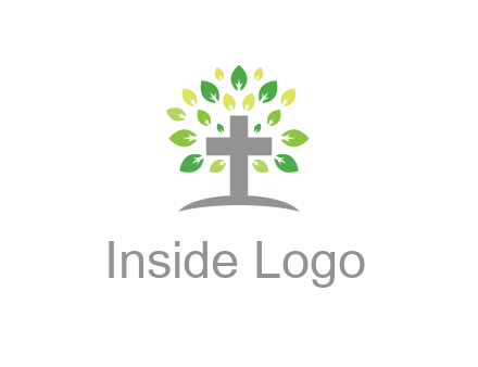 cross with swoosh and leaves