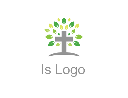 cross with swoosh and leaves